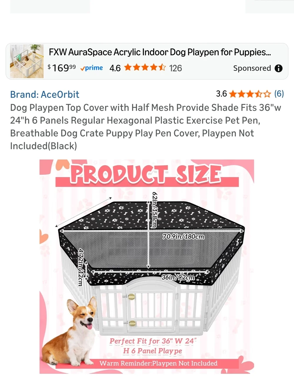 Pet Playpen Mesh Cover